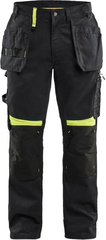 BLÅKLÄDER Trousers 15551860 Cotton, PL (Polyester) Black, Yellow Size 30R