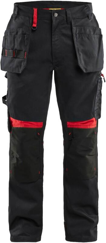 BLÅKLÄDER Trousers 15551860 Cotton, PL (Polyester) Black, Red Size 36L