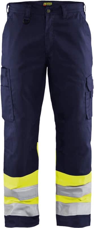 BLÅKLÄDER Trousers 15641811 Cotton, PL (Polyester) Navy Blue, Yellow Size 40R