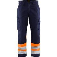 BLÅKLÄDER Trousers 15641811 Cotton, PL (Polyester) Navy Blue, Orange Size 33R