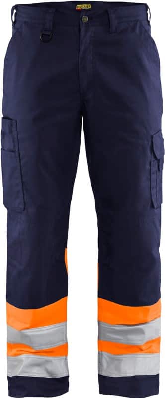 BLÅKLÄDER Trousers 15641811 Cotton, PL (Polyester) Navy Blue, Orange Size 44R