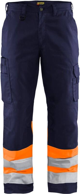 BLÅKLÄDER Trousers 15641811 Cotton, PL (Polyester) Navy Blue, Orange Size 37S
