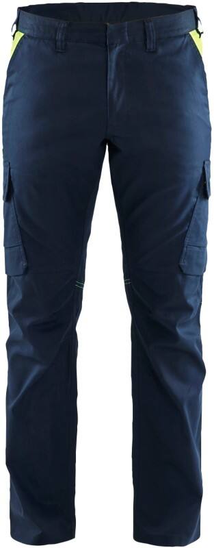 BLÅKLÄDER Trousers 14441832 Cotton, Elastolefin, PL (Polyester) Dark Navy Blue, Yellow Size 30L