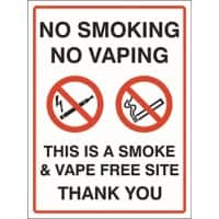 Stewart Superior Safety Sign No Smoking No Vaping Vinyl 150 x 200 mm