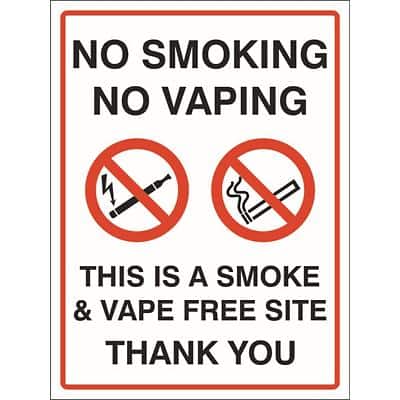 Stewart Superior Safety Sign No Smoking No Vaping Vinyl 150 x 200 mm