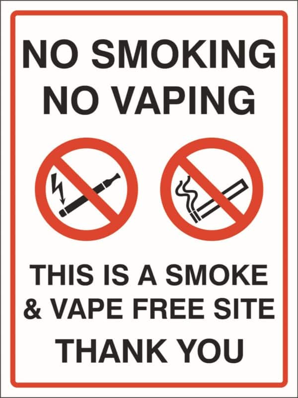 Stewart Superior Safety Sign No Smoking No Vaping self-adhesive PVC (Polyvinyl Chloride) 0.2 x 20 cm