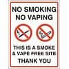 Stewart Superior Safety Sign No Smoking No Vaping Vinyl 200 x 300 mm