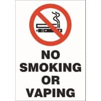 Stewart Superior Safety Sign No Smoking or Vaping self-adhesive Vinyl 0.1 x 30 cm