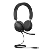 Jabra Evolve2 40 Wired Stereo Telephone Headset Over the Head Noise Cancelling USB Type-A with Microphone Black