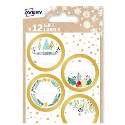 Avery NGIFT12.UK Floral Christmas Gift Labels 3 Sheets of 12 Labels