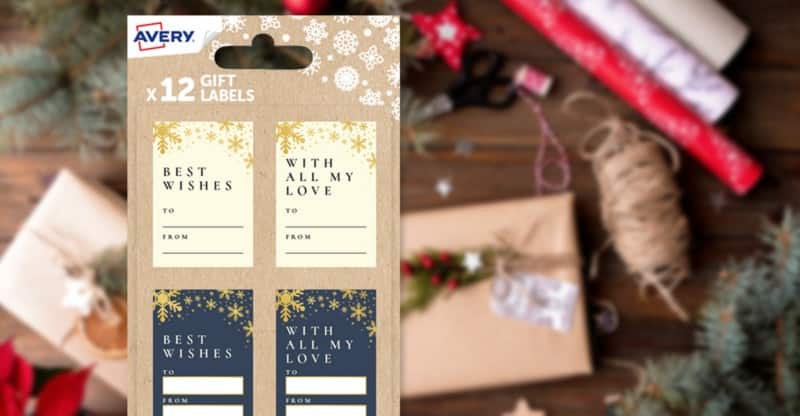 Avery NGIFT19.UK Wish Christmas Gift Labels 3 Sheets of 12 Labels