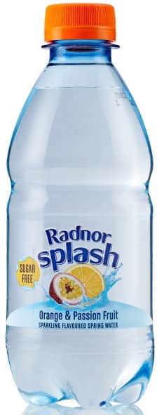 Radnor Hills Splash Sparkling Spring Water Orange and Passion Fruit 24 Bottles of 330 ml