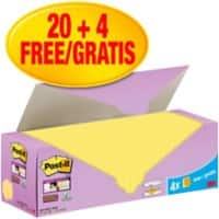 Post-it Super Sticky Notes 76 x 76 mm Yellow Pack of 24 Pads of 90 Sheets Value Pack 20+4 FREE