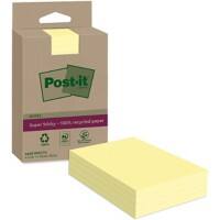 Post-it Super Sticky Recycled Sticky Notes Canary Yellow Lined 102 x 152 mm Pack of 4 Pads of 45 Sheets