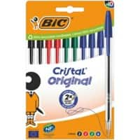 BIC Cristal Original Ballpoint Pen Medium 0.4 mm Assorted Pack of 10