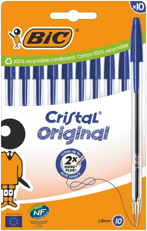 BIC Cristal Original Ballpoint Pen Medium 0.4 mm Blue Pack of 10