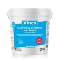Vinco SanWipe Cleaning & Sanitising Wet Antibacterial Wipes Liquid CP147 Lightly Perfumed Pack of 500