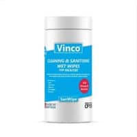 Vinco SanWipe Cleaning & Sanitising Antibacterial Wet Wipes Liquid CP155 Lightly Perfumed Pack of 200