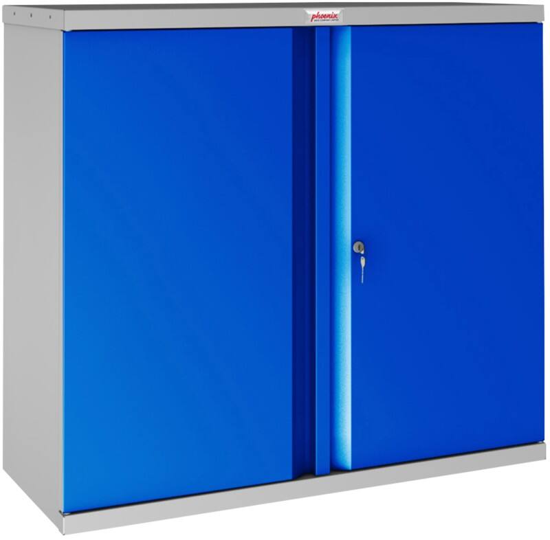 Phoenix SCL Series Regular Door Cupboard Steel 1 Shelf Lockable 915 x 370 x 830 mm Blue, Grey