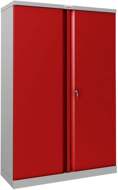 Phoenix SCL Series Regular Door Cupboard Steel 3 Shelves Lockable 915 x 370 x 1,400 mm Grey, Red