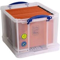 Really Useful Box Storage Box and 10 Free Suspension Files 35 L with Lid Transparent 39 x 31 x 48 cm Set of 11