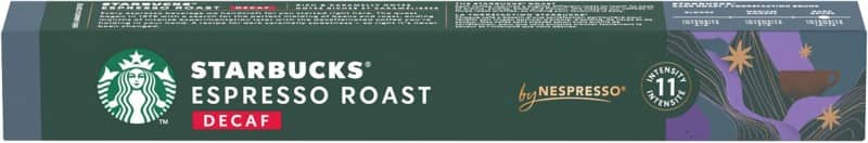 Starbucks by Nespresso Dark Espresso Roast Decaffeinated Coffee Capsules Espresso Intensity 11 Dark Arabica 57 g Pack of 10
