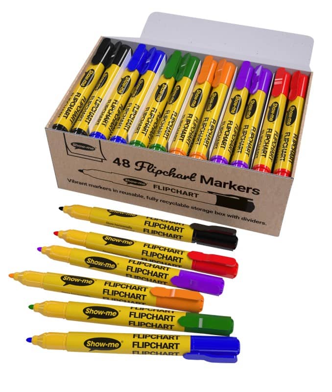 Show-me Flipchart Marker Medium Bullet  - 2 mm Assorted 4Pack of 8