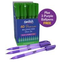 swäsh Triangular Ballpoint Pen Green Medium Ballpoint Pack of 43