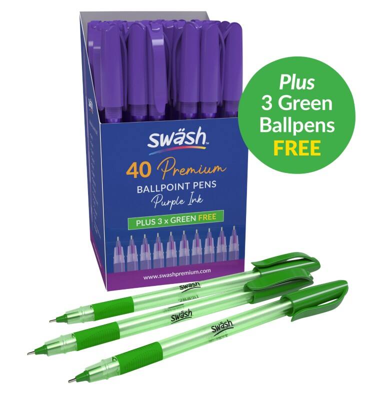 swäsh Triangular Ballpoint Pen Purple Medium Ballpoint  4Pack of 3