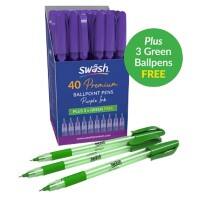 swäsh Triangular Ballpoint Pen Purple Medium Ballpoint Pack of 43