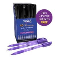 swäsh Ballpoint Pen Black Medium 0.45 mm Pack of 43