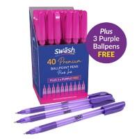 swäsh Triangular Ballpoint Pen Pink Medium Ballpoint Pack of 43