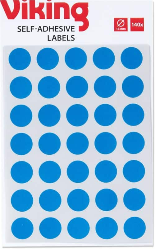 Viking Labels Adhesive Blue 1.3 cm 140 Pieces