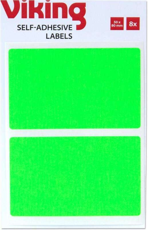 Viking Coloured Labels Adhesive Green 5 x 8 cm Pack of 8