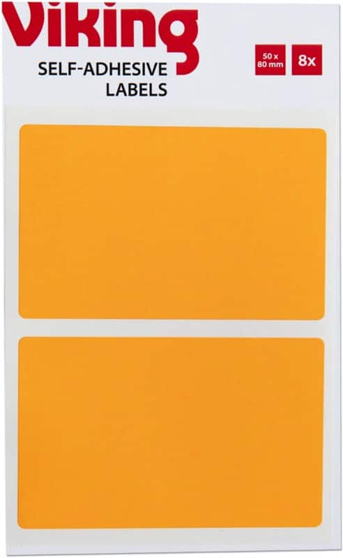 Viking Coloured Labels Adhesive Orange 5 x 8 cm Pack of 8