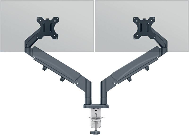 Leitz Ergo Space Saving Dual Monitor Arm 6537 Height Adjustable Up to 32" 1005 x 114 x 594 mm Grey