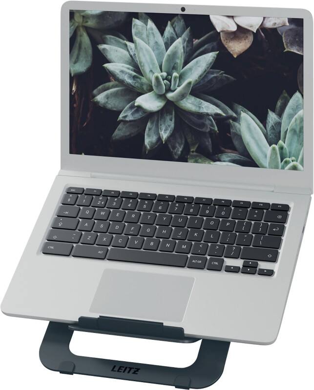 Leitz Ergo Ergonomic Ultra-Flat Height Adjustable Cooling Laptop Stand 6346 Up to 17" Grey