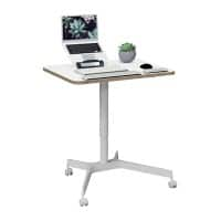 Leitz Ergo Height Adjustable Compact Sit Stand Desk 6536 With 4 Wheels Wood, Aluminium 80 x 75-114 x 60 cm