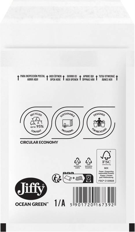 Jiffy Ocean Green Padded Envelopes E/2 Brown Plain 220 (W) x 265 (H) mm Peel and Seal 80 gsm Pack of 100