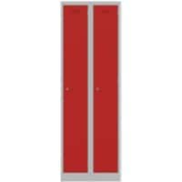 Bisley Steel Locker 600 x 450 x 1,800 mm Light Grey, Cardninal Red