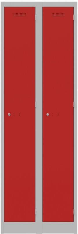 Bisley Steel Locker 600 x 450 x 1,800 mm Light Grey, Cardninal Red