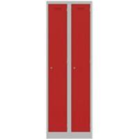 Bisley Steel Locker 600 x 450 x 1,800 mm Light Grey, Cardninal Red