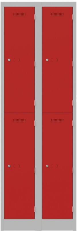 Bisley Steel Locker 600 x 450 x 1,800 mm Light Grey, Cardninal Red