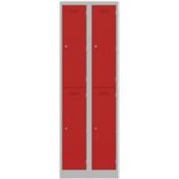 Bisley Steel Locker 600 x 450 x 1,800 mm Light Grey, Cardninal Red