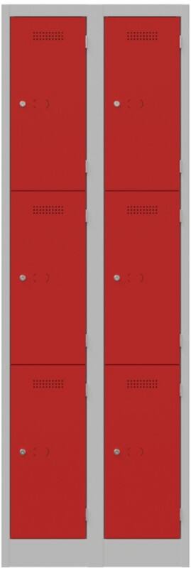 Bisley Steel Locker 600 x 450 x 1,800 mm Light Grey, Cardninal Red
