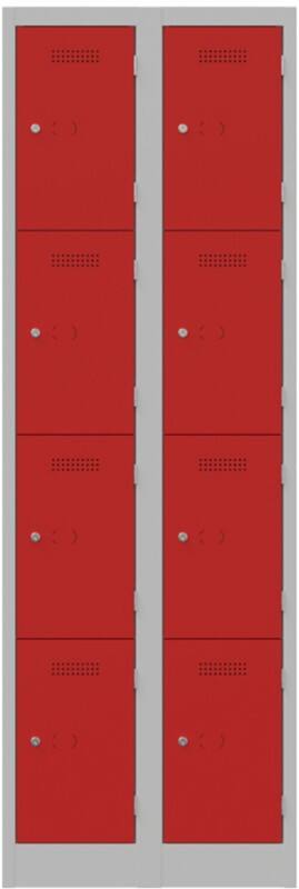 Bisley Steel Locker 600 x 450 x 1,800 mm Light Grey, Cardninal Red