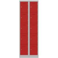 Bisley Steel Locker 600 x 450 x 1,800 mm Light Grey, Cardninal Red