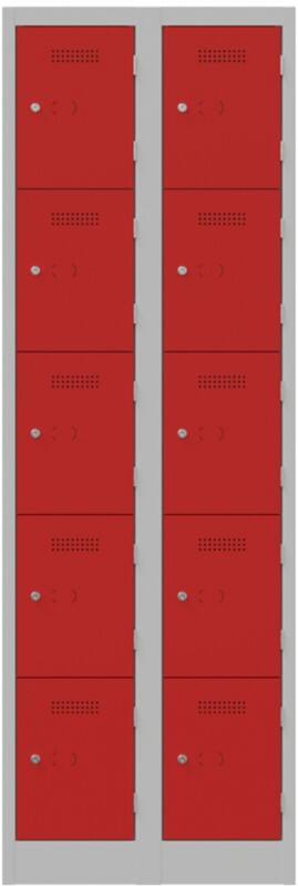Bisley Steel Locker 600 x 450 x 1,800 mm Light Grey, Cardninal Red