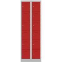 Bisley Steel Locker 600 x 450 x 1,800 mm Light Grey, Cardninal Red
