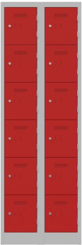 Bisley Steel Locker 600 x 450 x 1,800 mm Light Grey, Cardninal Red